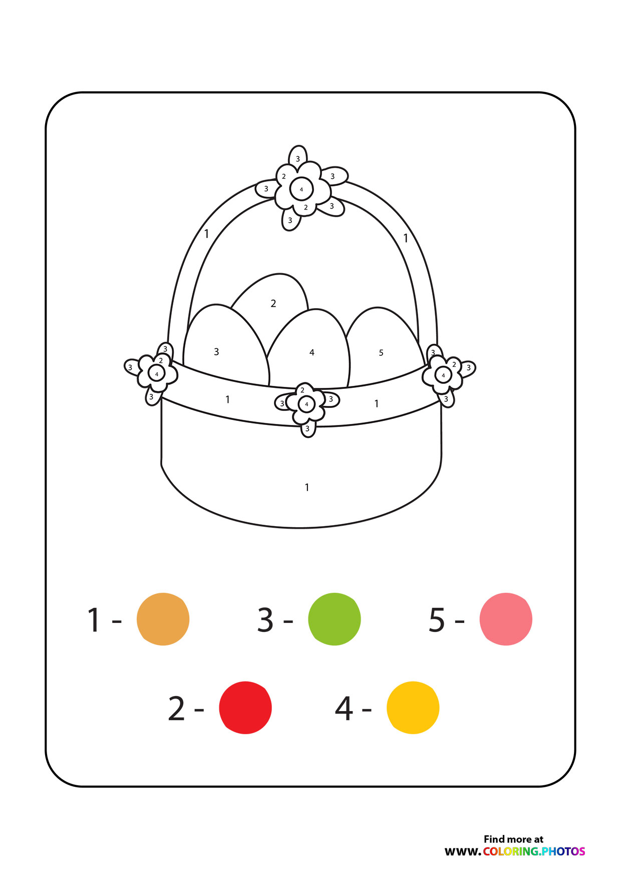 Easter basket color by numbers