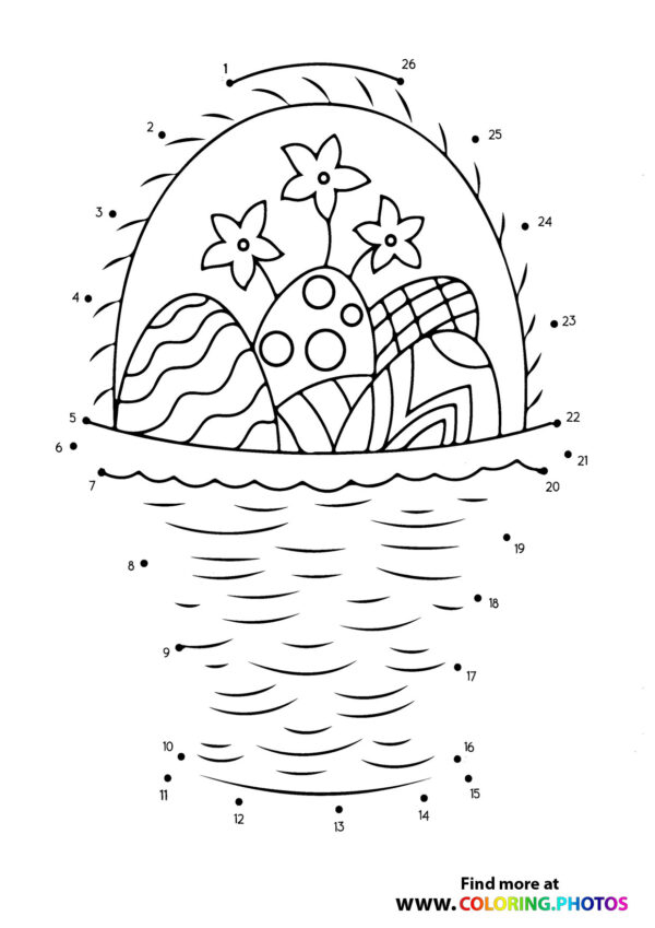 Easter basket dot the dots worksheet