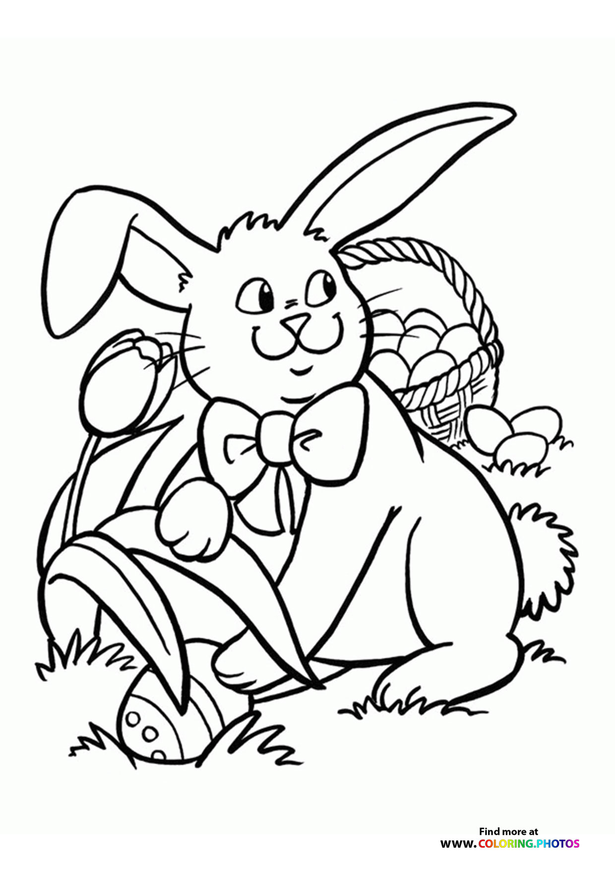 Easter bunny hiding eggs coloring page