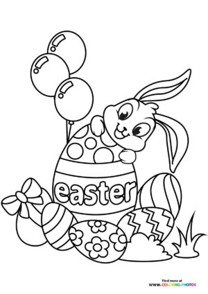 Easter Bunny with Balloons and Eggs