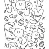 Happy Easter doodle coloring page