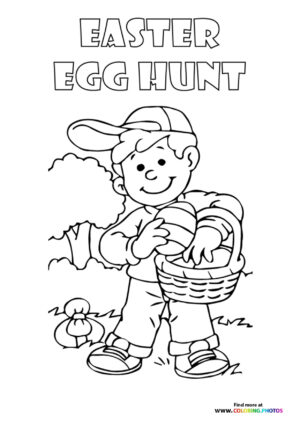 Happy Boy on Easter Egg Hunt