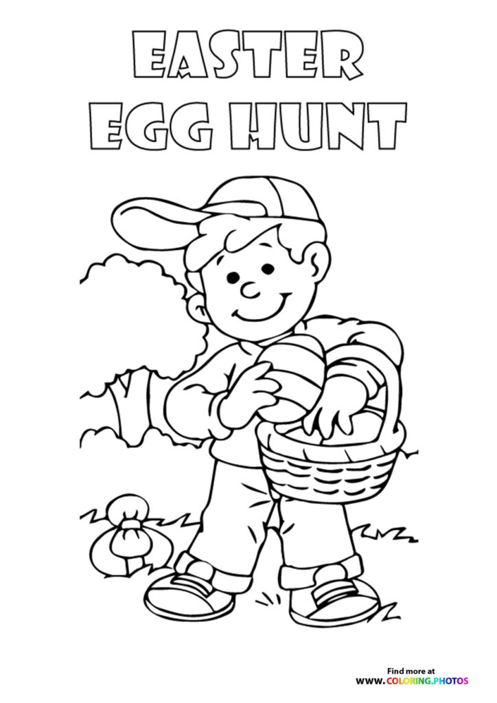 Easter egg hunt coloring page