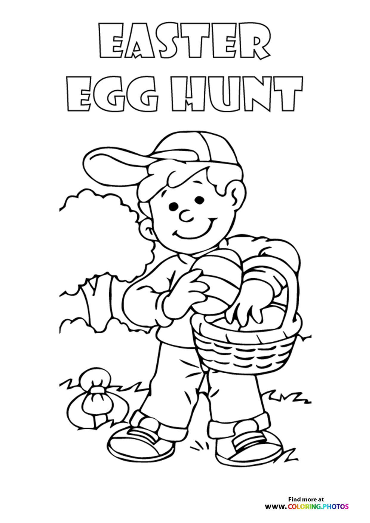 Easter egg hunt coloring page