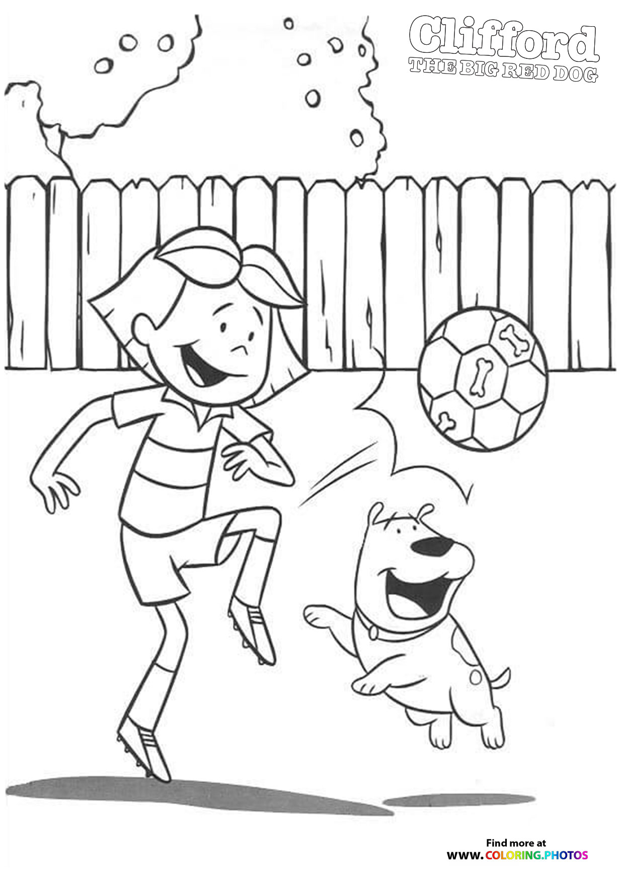 Emily playing with a ball coloring page