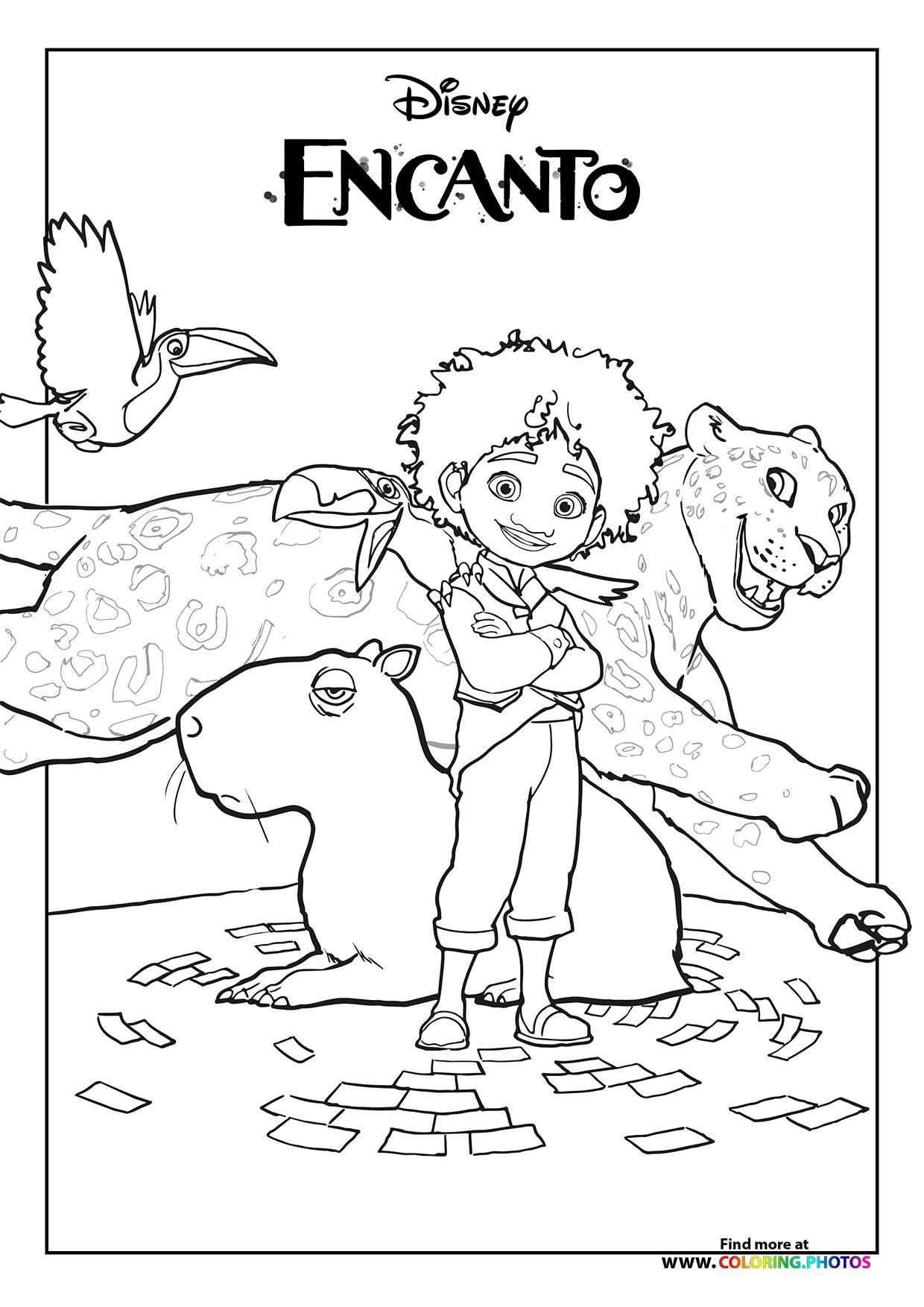 Encanto Antonio with his animals coloring page [www.coloring.photos]