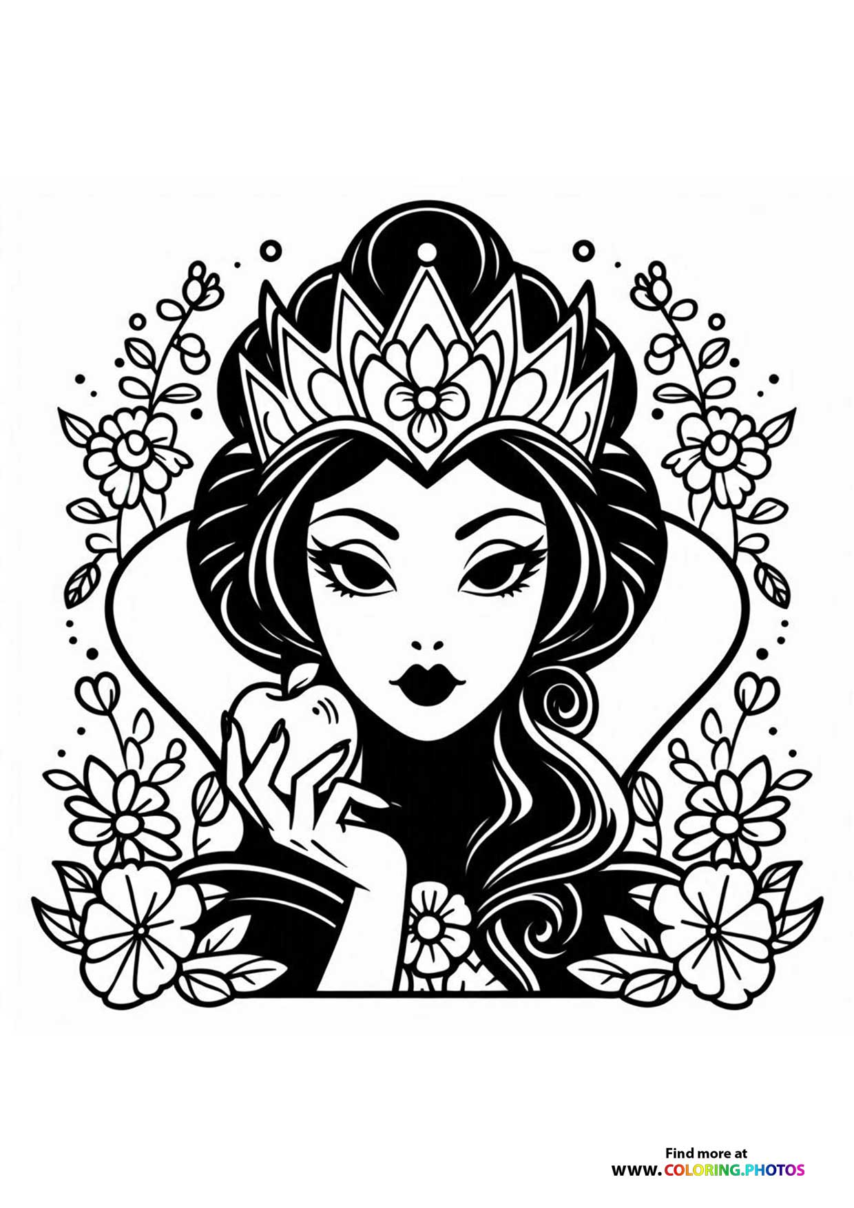 Snow White with Crown and Flowers