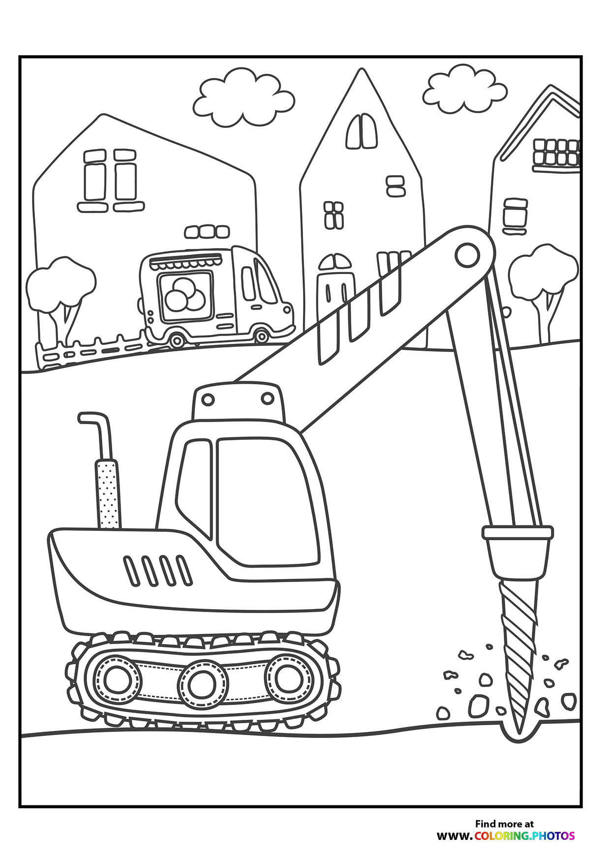 Excavator drilling
