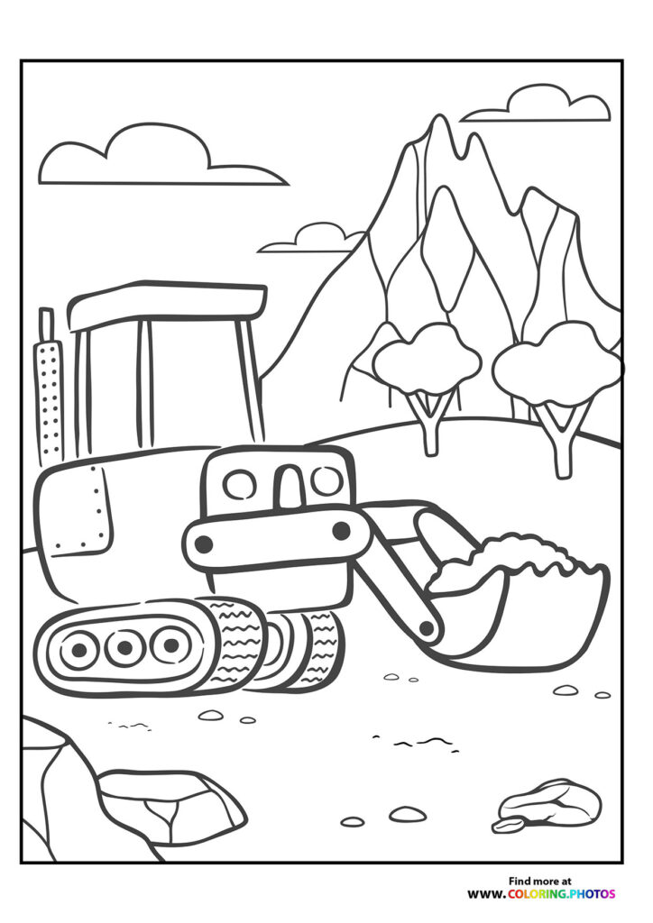 Excavator moving dirt