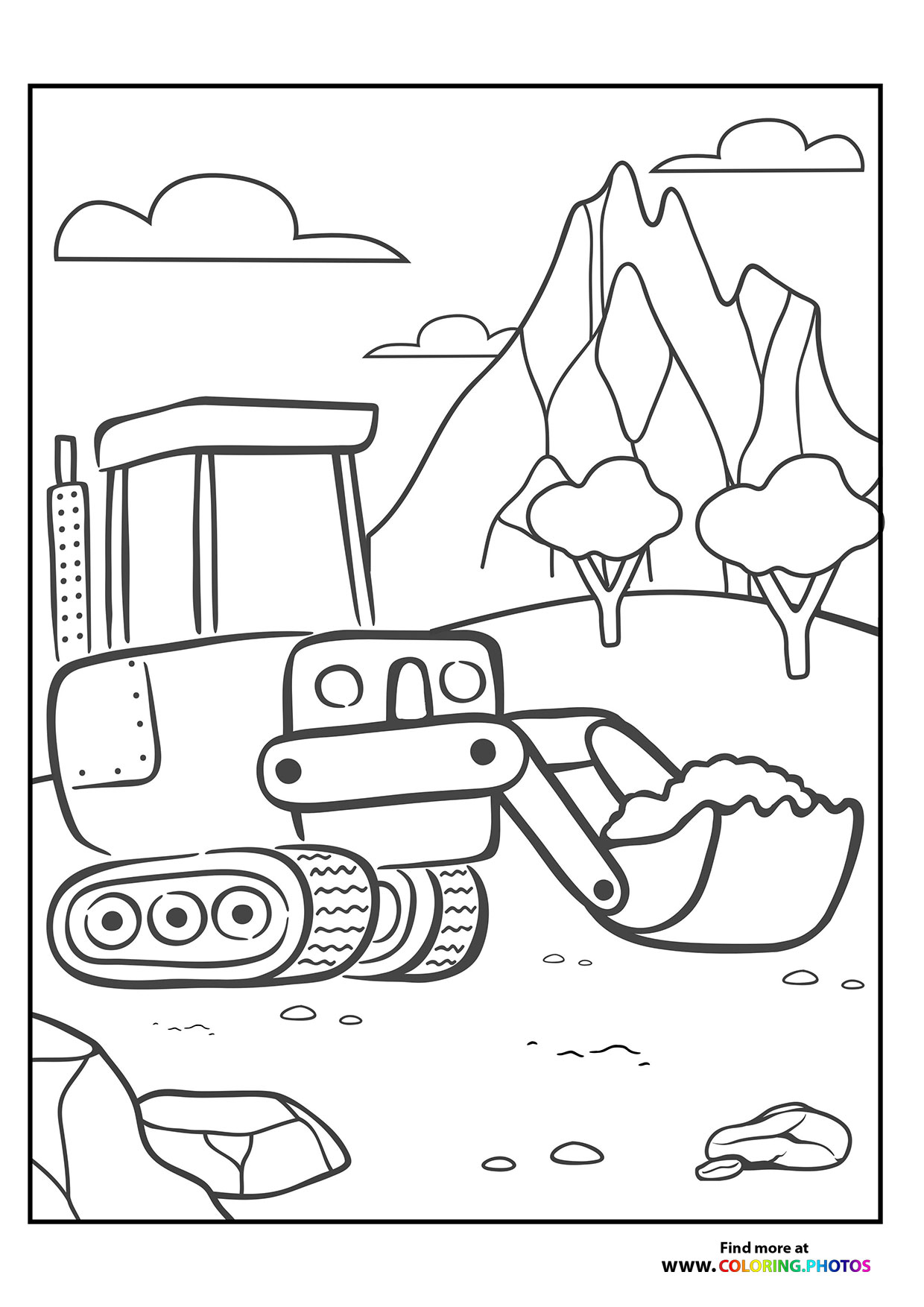 Excavator moving dirt