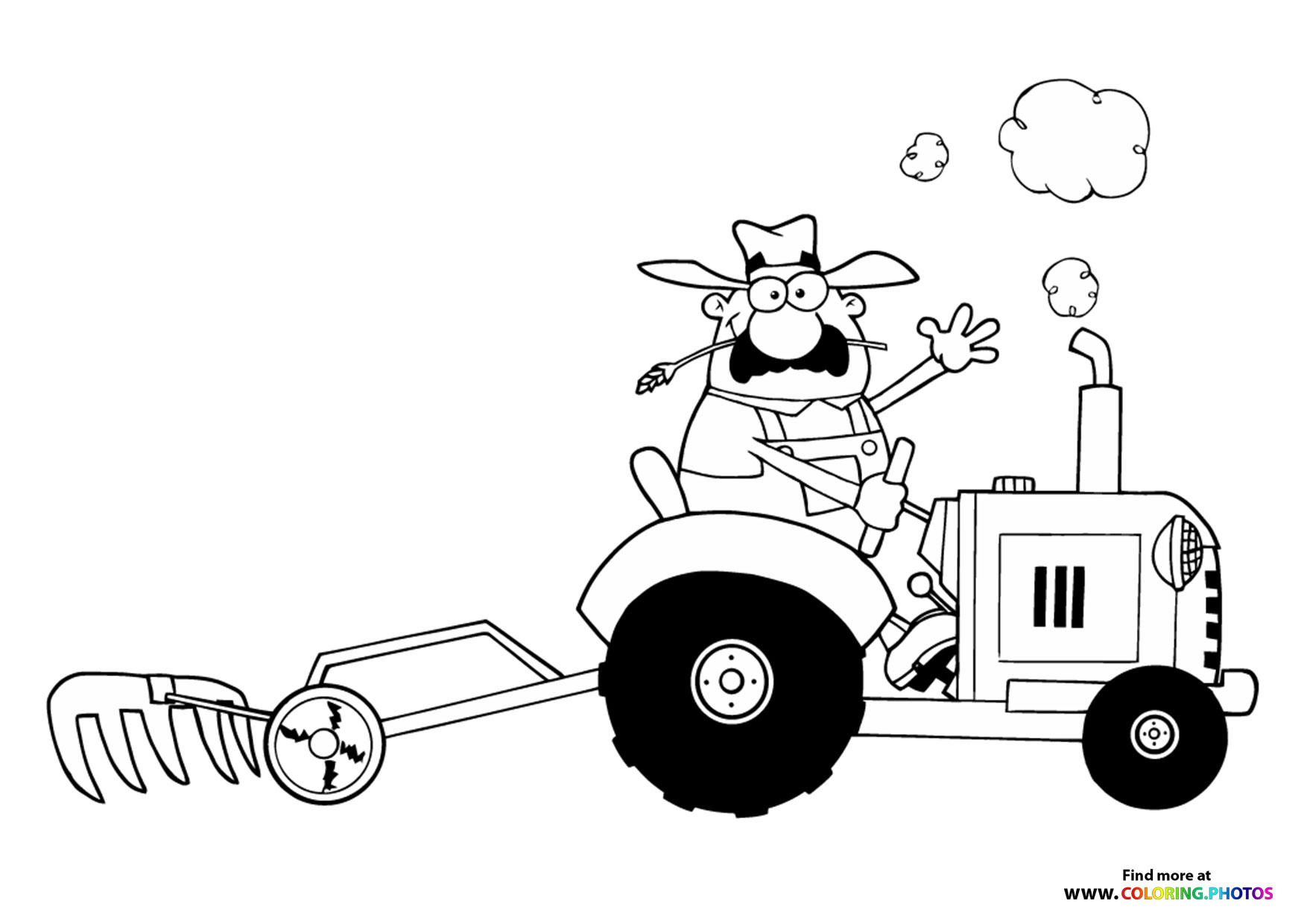 Farmer driving tractor