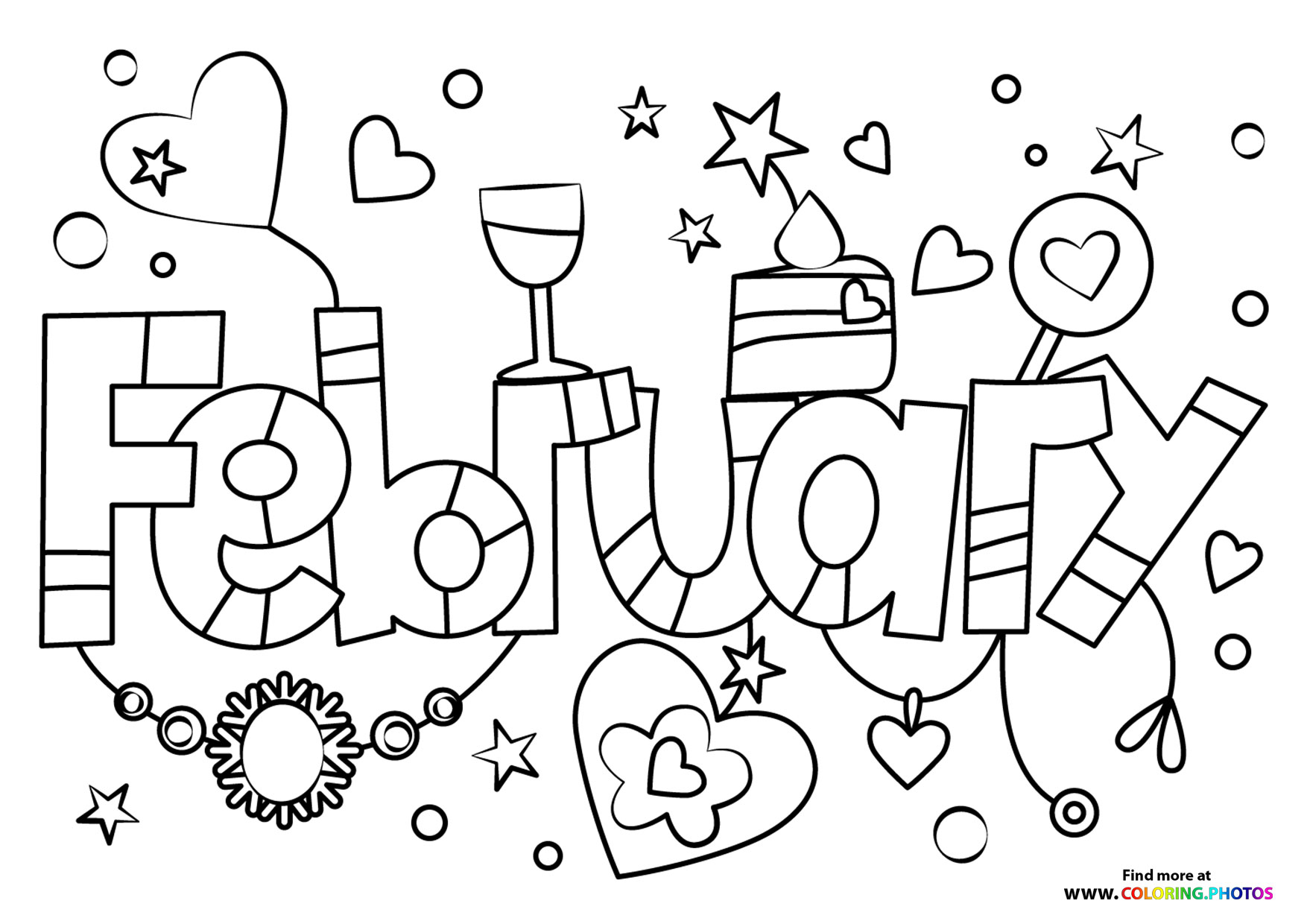 February theme coloring page