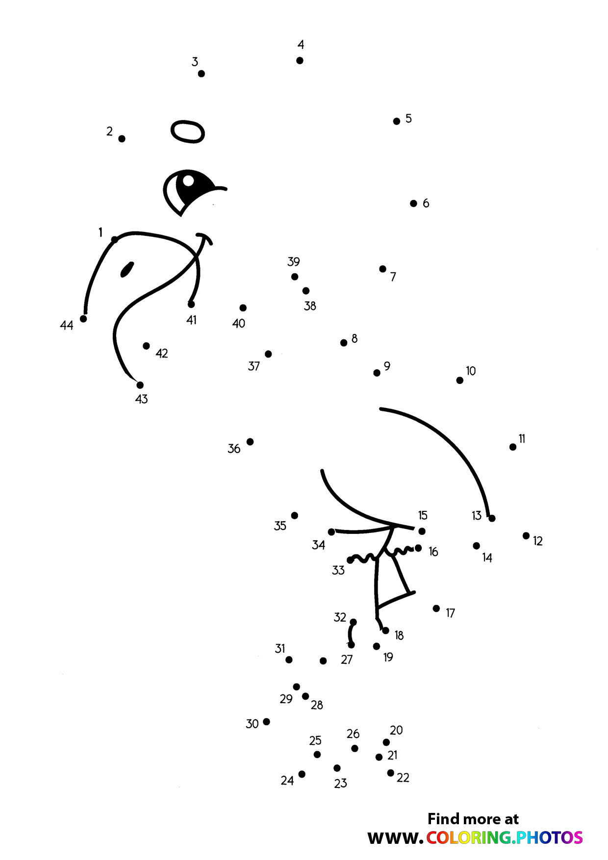Flamingo dot the dots worksheet