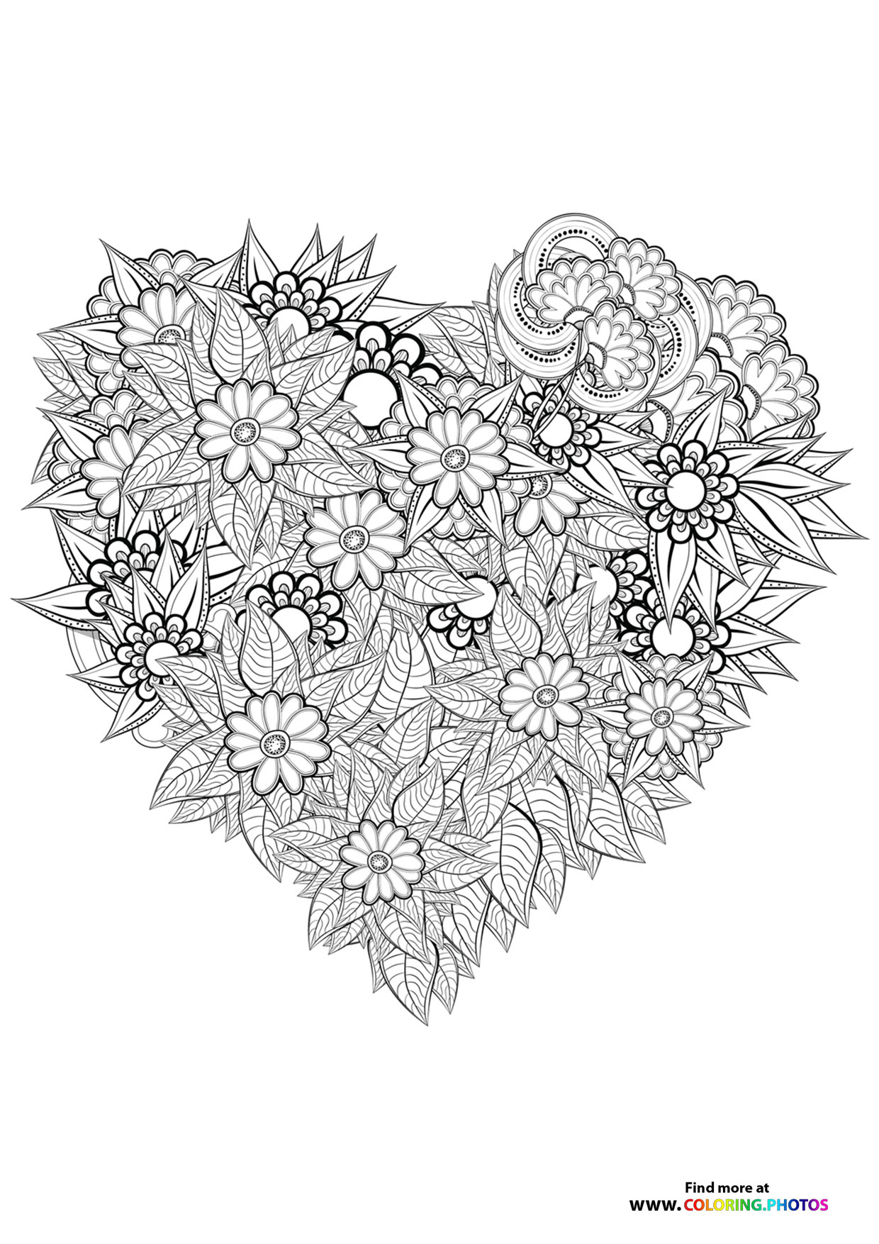 Valentines flower mandala coloring page