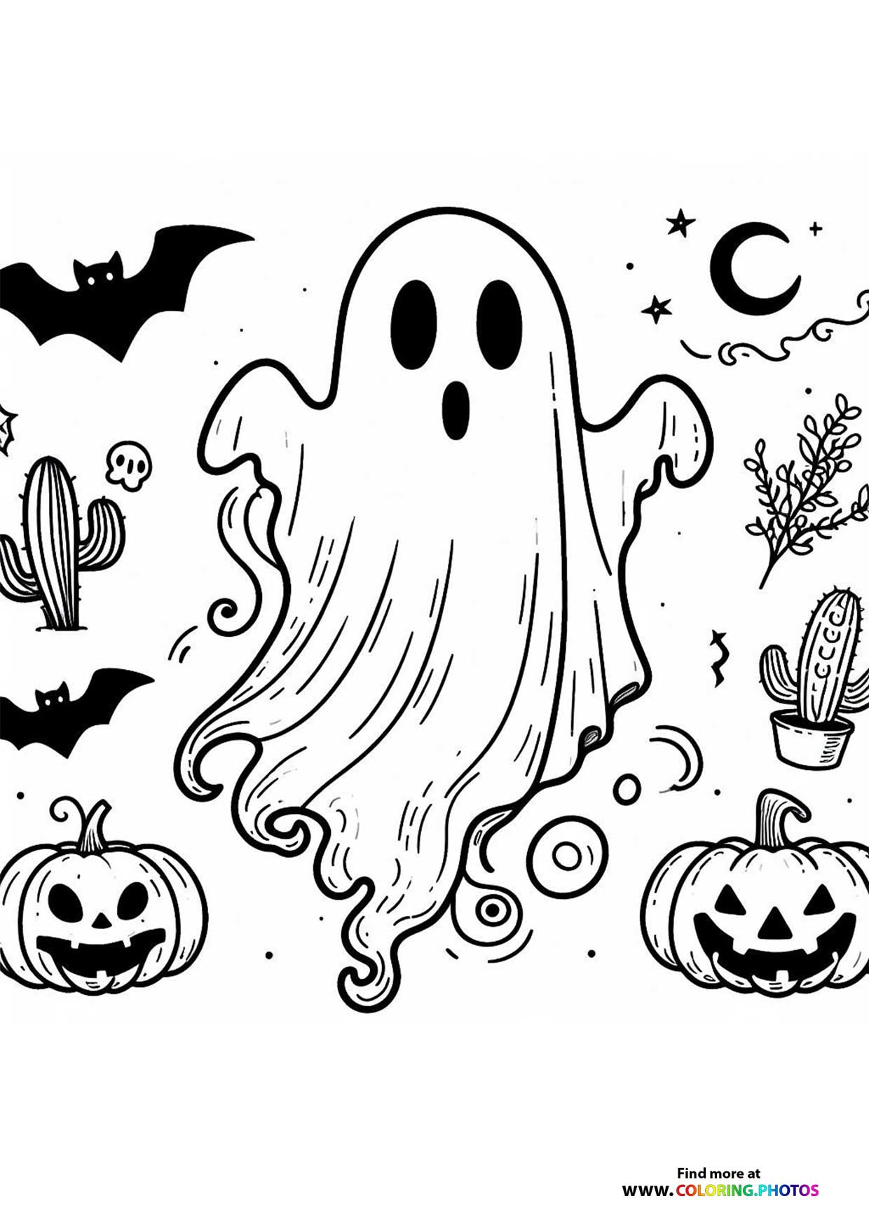 Friendly Ghost with Jack-o’-Lanterns