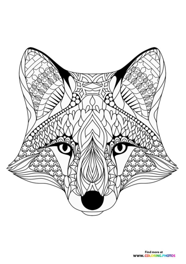 Fox coloring page for adults