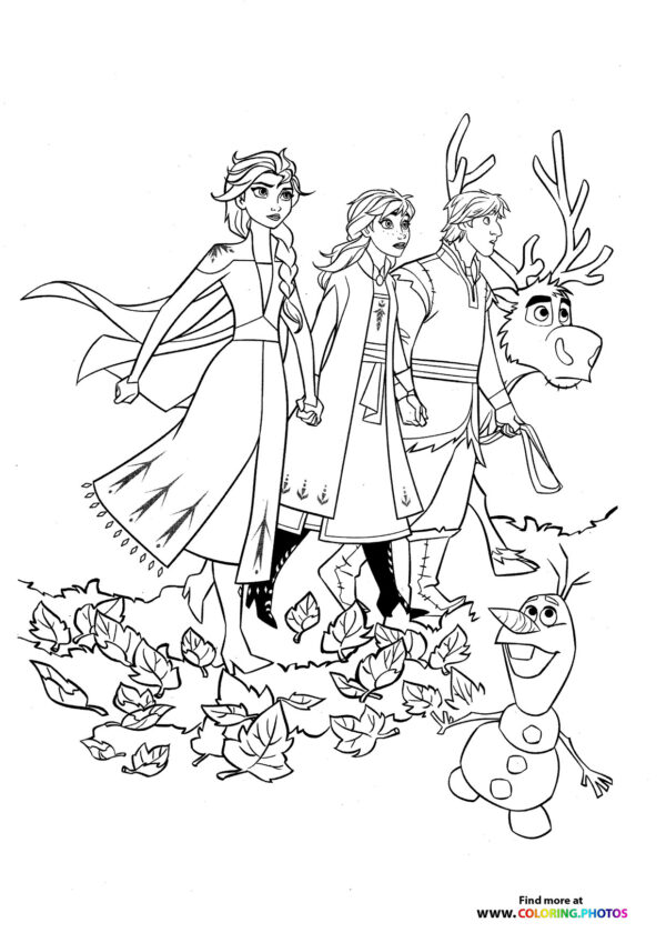 Elsa, Anna, Kristoff, Sven and Olaf