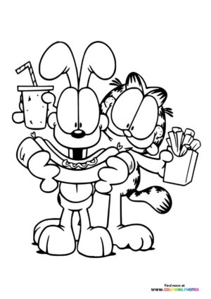 Garfield with Snacks and Drink