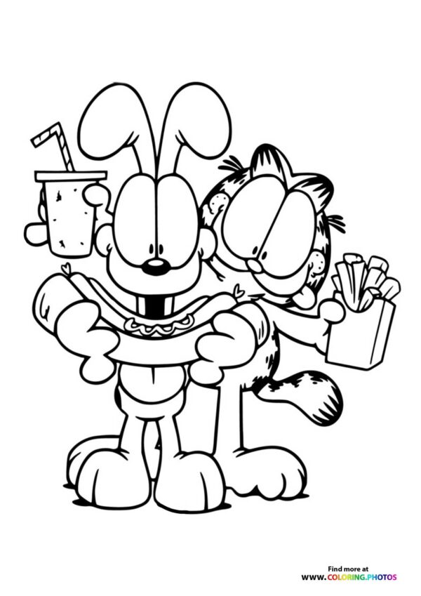 Garfield with Snacks and Drink