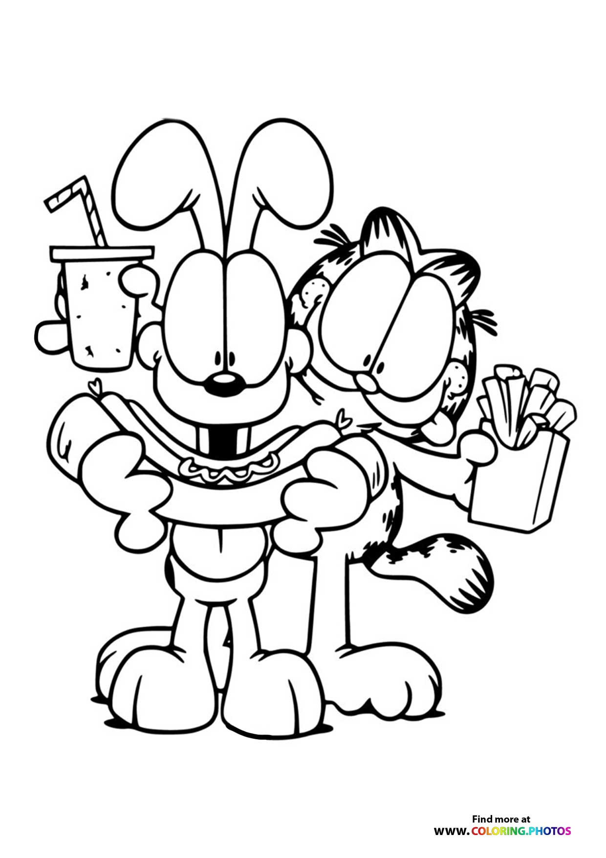 Garfield with Snacks and Drink