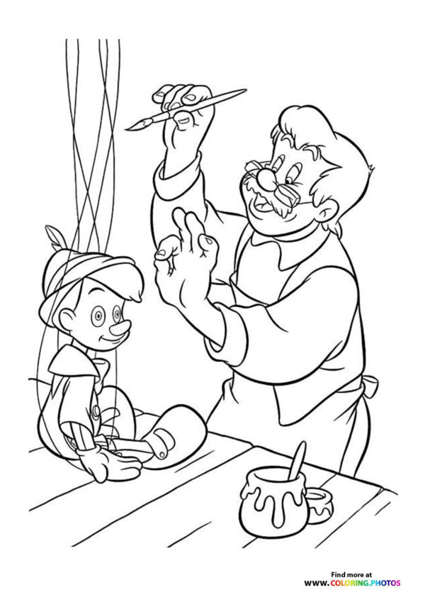 Pinocchio and Geppetto Painting