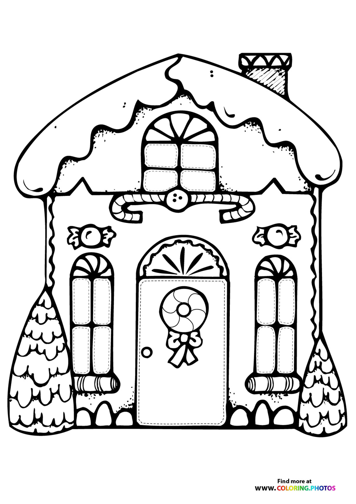 Gingerbread Christmas house coloring page