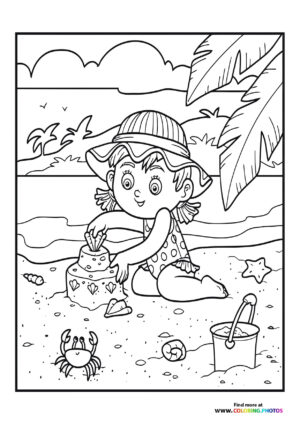 Girl building sand castles