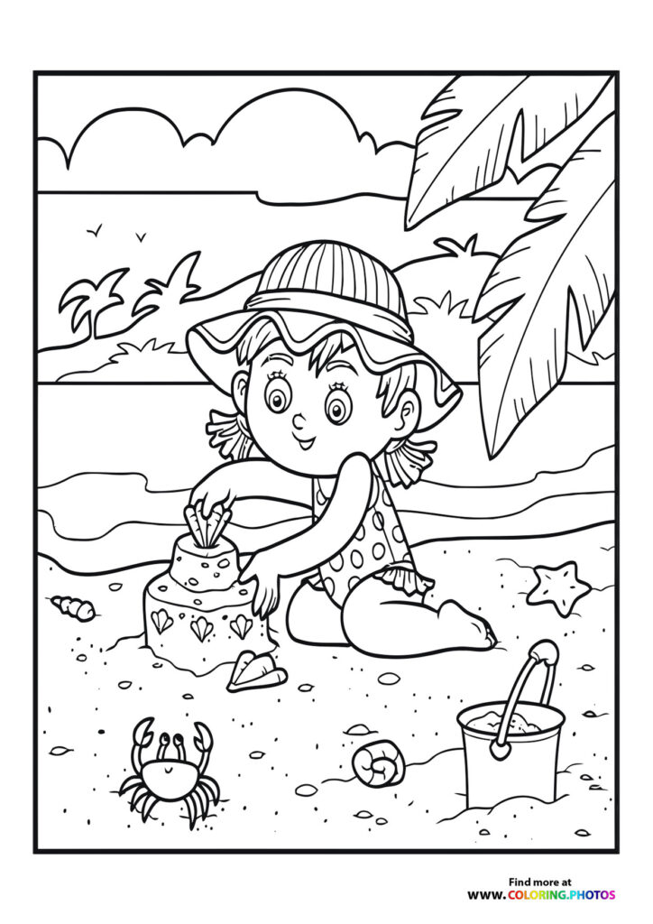 Girl building sand castles