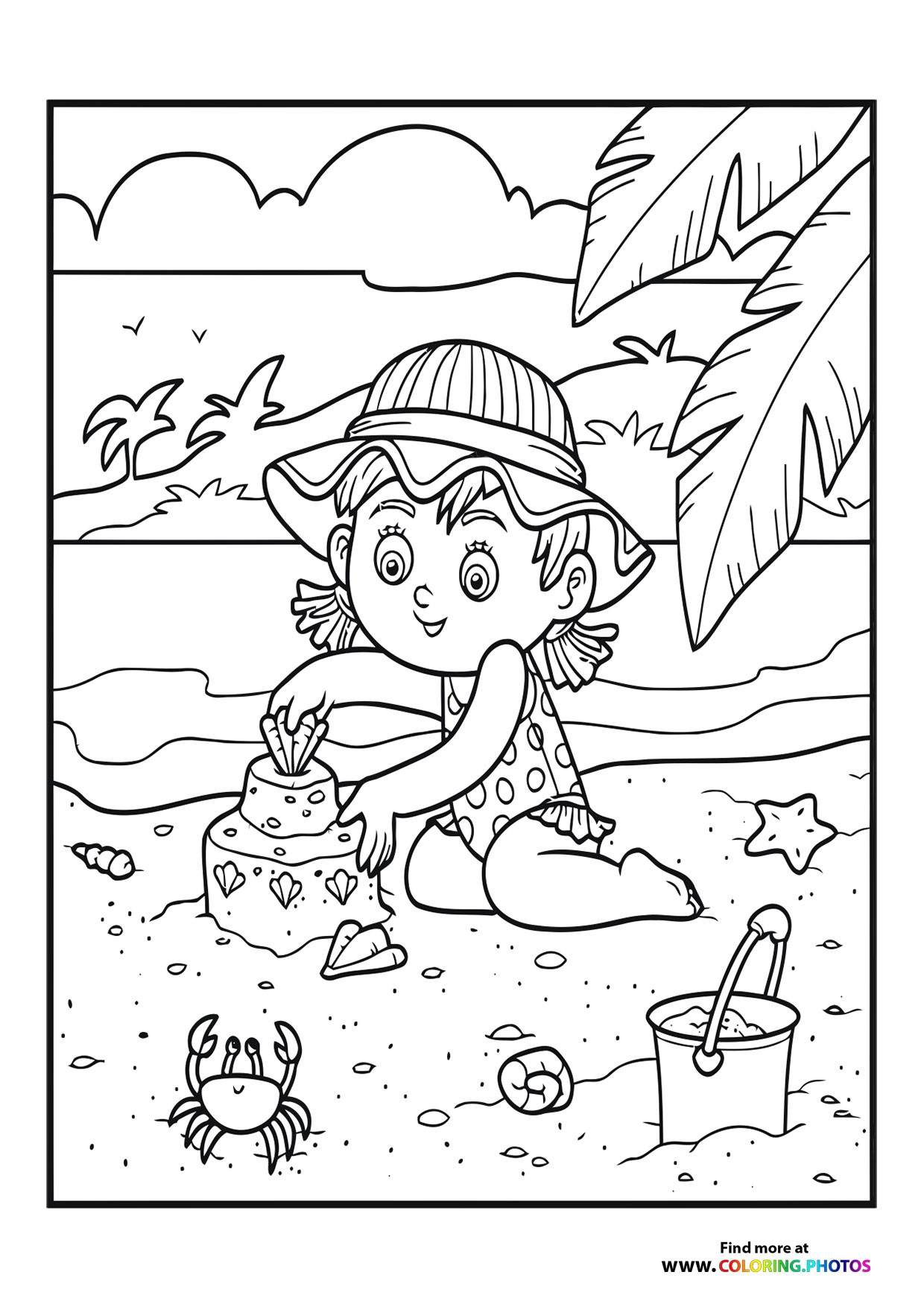 Girl building sand castles