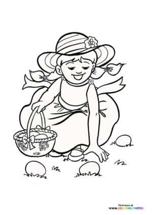 Girl with Easter Basket and Eggs
