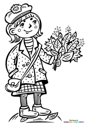 Girl holding autumn leaves