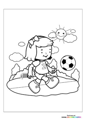 Girl kicking soccer ball
