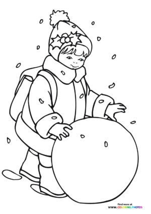 Girl making a snowman
