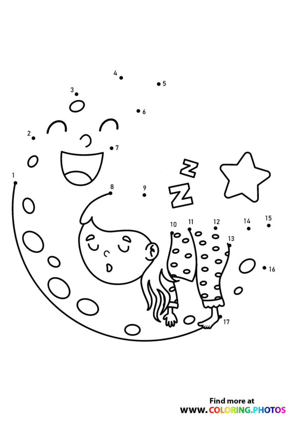 Girl sleeping dot the dots worksheet