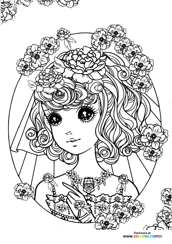 Girl coloring page for Adults