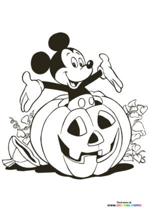 Mickey Mouse on a Giant Jack-o-Lantern