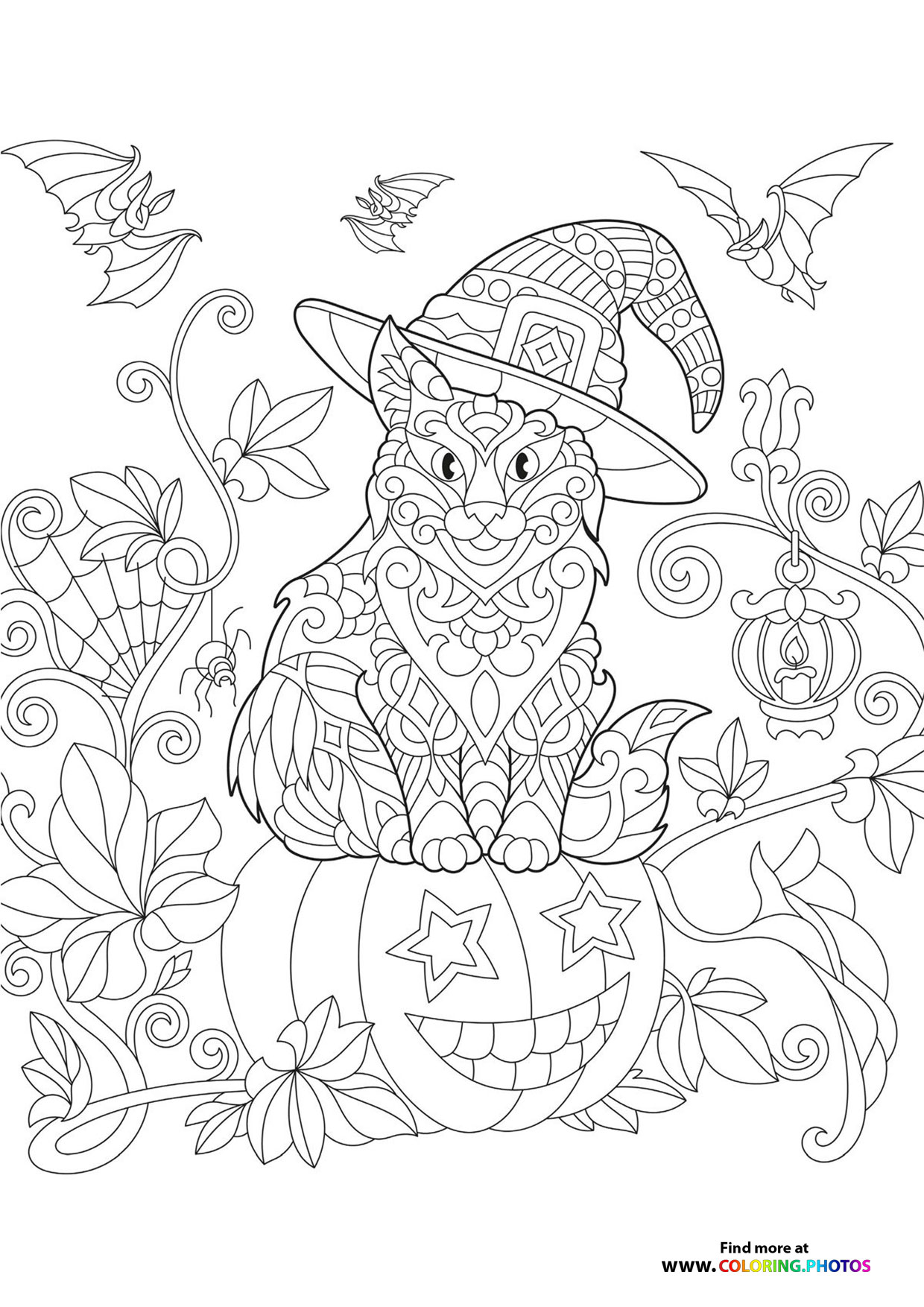 Cute hallween cat - Adult coloring coloring page