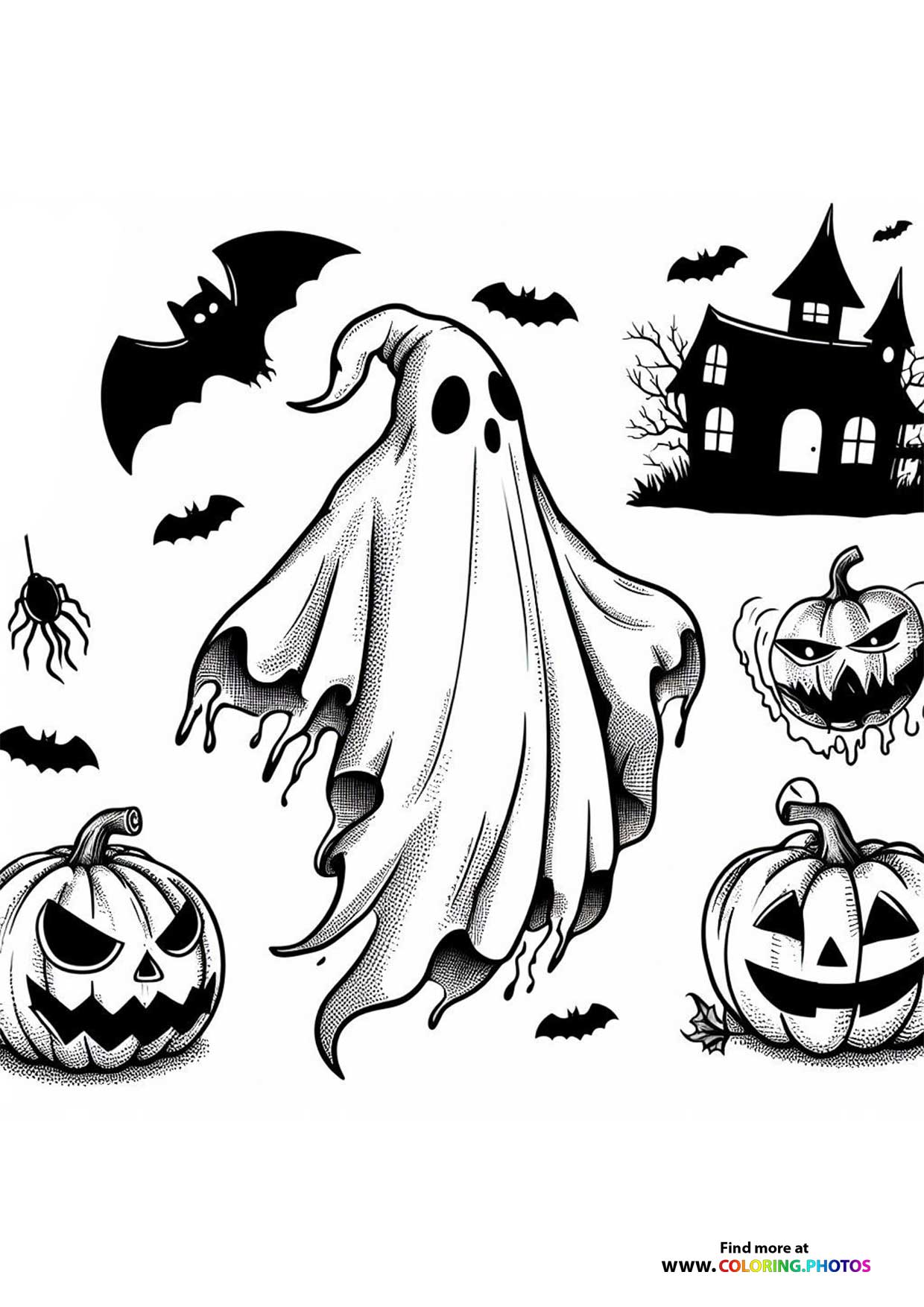 Halloween Ghost with Pumpkins