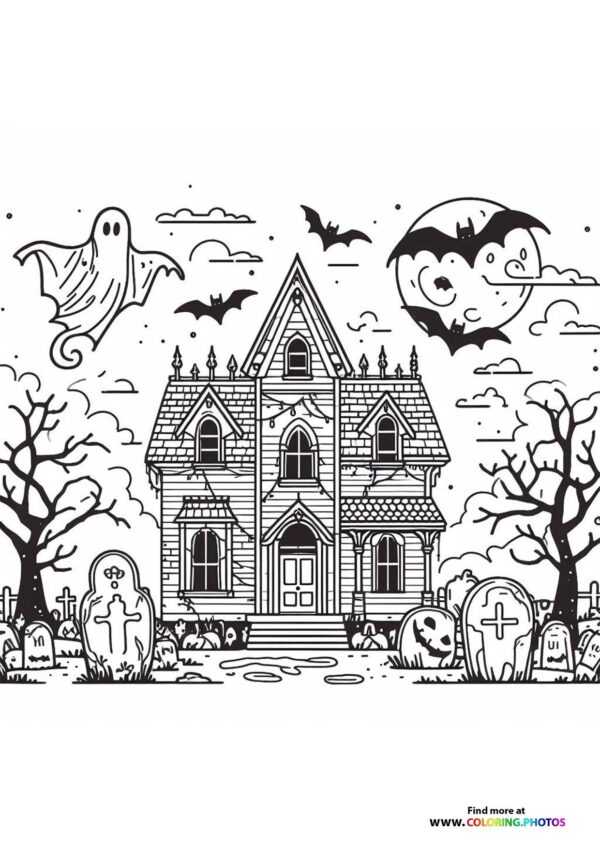 Haunted Mansion with Graveyard