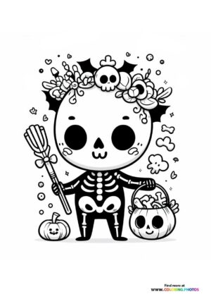 Cute Skeleton with Flower Crown