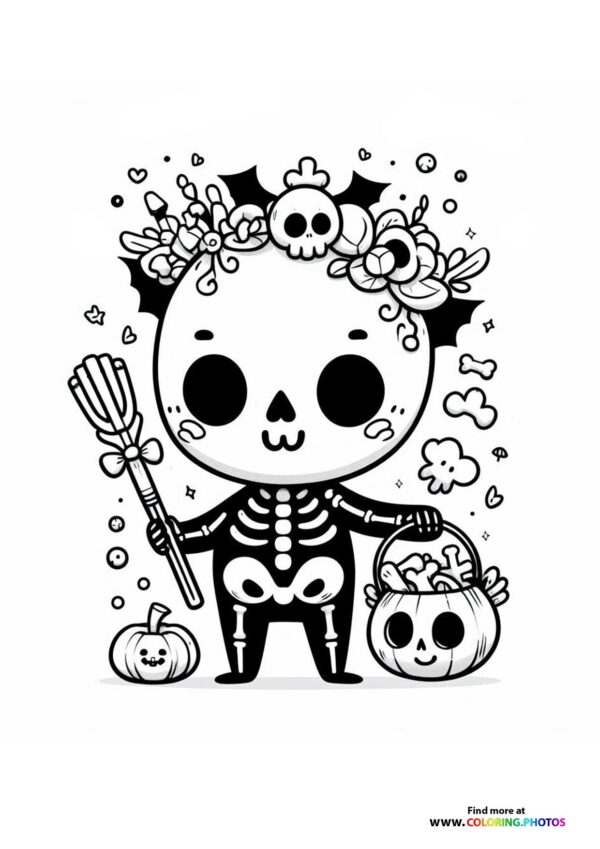Cute Skeleton with Flower Crown