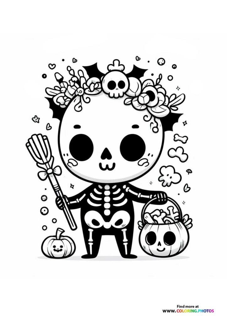 Cute Skeleton with Flower Crown