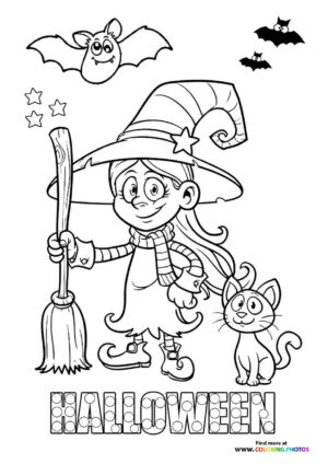 Halloween witch with a cat