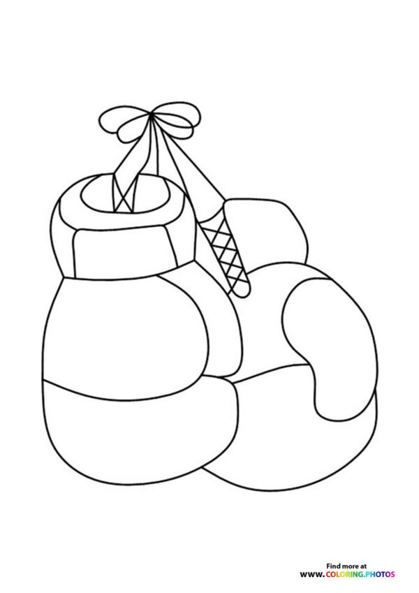 Hanging boxing gloves