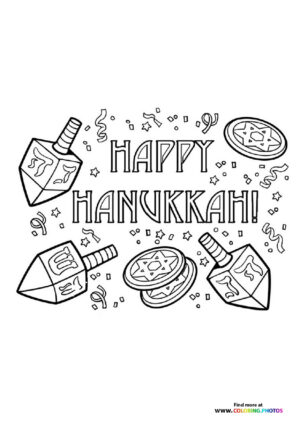 Happy Hanukkah with Dreidels and Menora