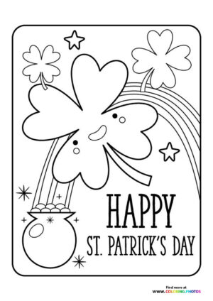 Lucky Clover with Rainbow and Pot of Gold