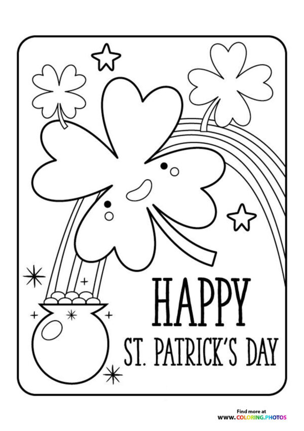 Lucky Clover with Rainbow and Pot of Gold