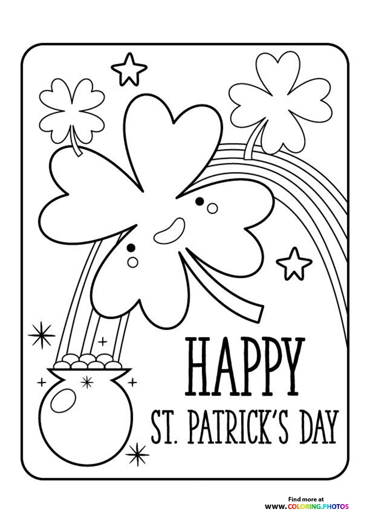 Lucky Clover with Rainbow and Pot of Gold
