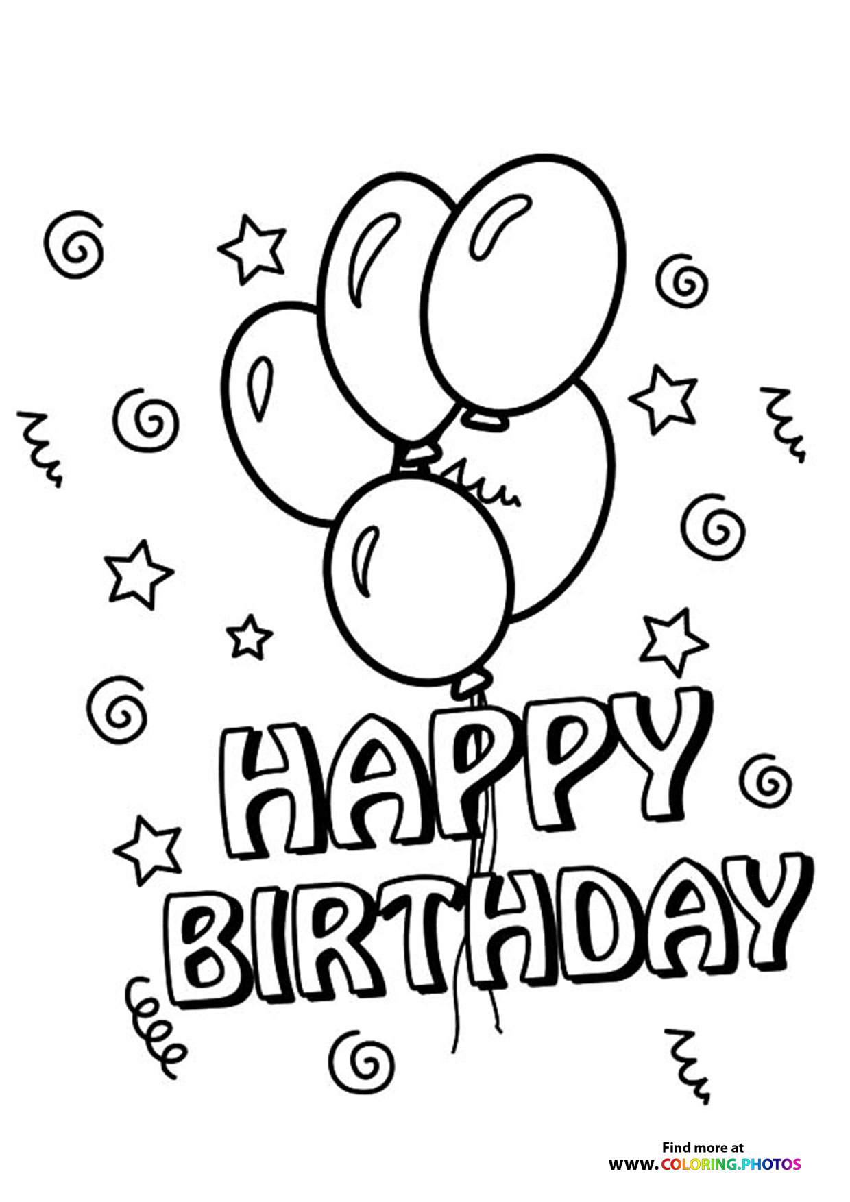 Happy Birthday ballons coloring page