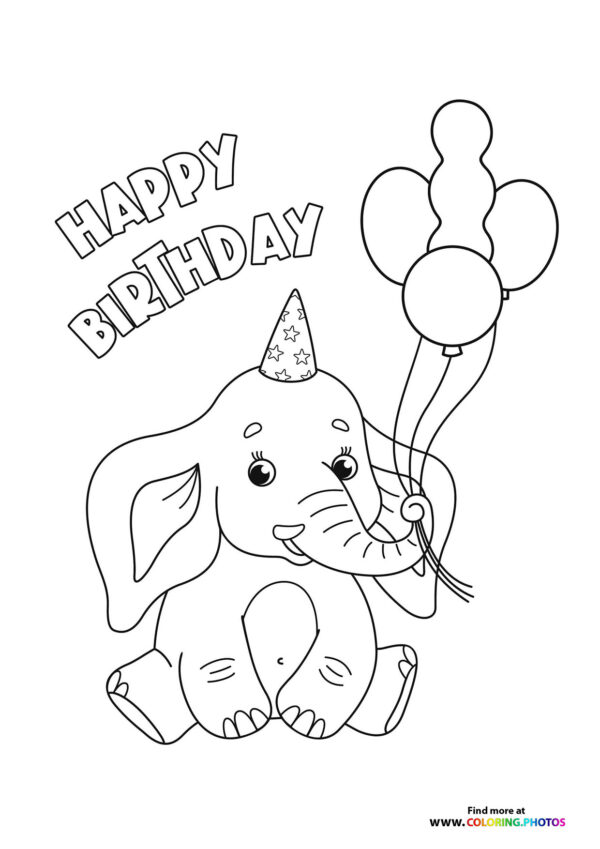 Birthday Elephant coloring page
